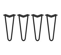 4 Pieds de Table en Épingle à Cheveux - 30,5cm - 2 Tiges - 12mm - Fini Noir Noir G