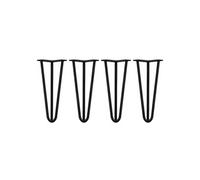 4 Pieds de Table en Epingle à Cheveux - 30,5cm - 3 Tiges - 12mm - Fini Noir