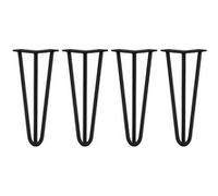 4 Pieds de Table en Épingle à Cheveux - 30,5cm - 3 Tiges - 12mm - Fini Noir Noir G