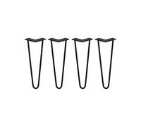 4 Pieds de Table en Epingle à Cheveux - 35,5cm - 2 Tiges - 10mm - Fini Noir