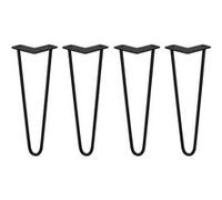 4 Pieds de Table en Épingle à Cheveux - 35,5cm - 2 Tiges - 10mm - Fini Noir Noir G