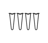4 Pieds de Table en Epingle à Cheveux - 35,5cm - 2 Tiges - 12mm - Fini Noir