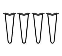 4 Pieds de Table en Epingle à Cheveux - 35,5cm - 2 Tiges - 12mm - Fini Noir