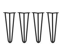 4 Pieds de Table en Épingle à Cheveux - 35,5cm - 3 Tiges - 12mm - Fini Noir Noir G