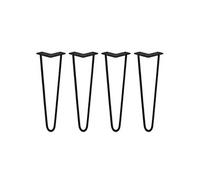4 Pieds de Table en Epingle à Cheveux - 40,6cm - 2 Tiges - 10mm - Fini Noir