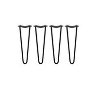 4 Pieds de Table en Epingle à Cheveux - 40,6cm - 2 Tiges - 12mm - Fini Noir