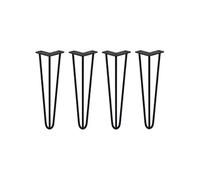 4 Pieds de Table en Epingle à Cheveux - 40,6cm - 3 Tiges - 10mm - Fini Noir
