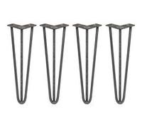 4 Pieds de Table en Epingle à Cheveux - 40,6cm - 3 Tiges - 12mm Gris G