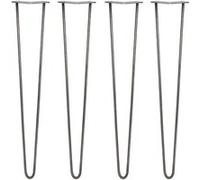 SKISKI LEGS - 4 Pieds de Table en Épingle à Cheveux 71cm 2 Tiges en Acier Brut Épaisseur 10mm