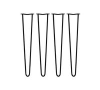 4 Pieds de Table en Epingle à Cheveux - 71cm - 2 Tiges - 12mm - Fini Noir