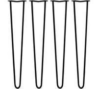4 Pieds de Table en Épingle à Cheveux - 71cm - 2 Tiges - 12mm - Fini Noir Noir G