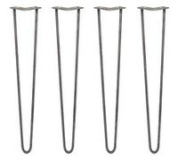 4 x Pieds en épingle à cheveux / Ensemble d'épingles à cheveux Mobilier Bureau Table 28" 2 Prong 12mm Acier brut