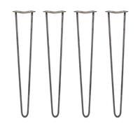 4 Pieds de Table en Épingle à Cheveux 71cm 2 Tiges en Acier Brut Épaisseur 12mm