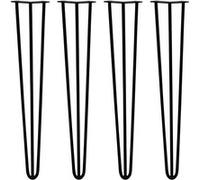 SKISKI LEGS - 4 Pieds de Table en Épingle à Cheveux 71cm 3 Tiges en Acier Noir Épaisseur 12mm