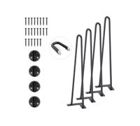 VEVOR Pied de Table en Épingle à Cheveux 4PCS Pieds de Bureau 482 mm Acier Massif Capacité Charge 227 kg Pieds de Meubles 2 Tiges Noirs avec Vis et Patins Protecteurs pour Maison Bureau Salle à Manger