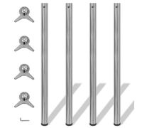 4 Pieds de table Nickel Brossé à hauteur réglable 1100 mm