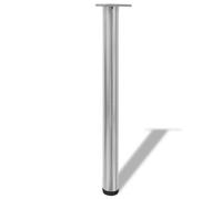 4 Pieds De Table Nickel Brossé À Hauteur Réglable 710 Mm Argenté