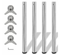 4 Pieds De Table Réglables En Hauteur 710 Mm Chromé Argenté