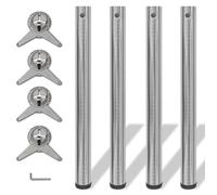 4 pieds de table réglables en hauteur 710 mm Nickel brossé