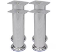 4 Pieds Ronds De Canapé En Nickel Brossé 180 Mm Argenté