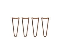 4 Pieds Table en Épingle à Cheveux SkiSki Legs 30,5cm Acier Naturel 2 Tiges 12mm Cuivre
