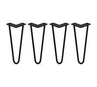 4 Pieds Table en Épingle à Cheveux SkiSki Legs 30,5cm Acier Noir 2 Tiges 12mm