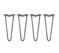 4 x Pieds en épingle à cheveux / Ensemble d'épingles à cheveux Mobilier de bureau Table 14" 2 branches 12mm Acier brut