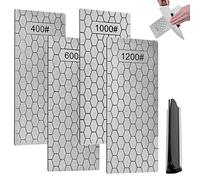 4 Pierre à Aiguiser, Pierre à Aiguiser Diamant de Grain 400/600/1000/1200, Pierre d'affûtage de Couteaux de Base Antidérapante/Surface Nid d'abeille, Pierre a Affuter a 1 Clip pour Couteau(15.2*6.3cm)