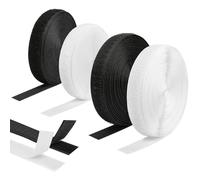 4 Piezas Scratch a Coudre, 20 mm × 5 m Bande de Fixation en Nylon avec Ruban à Crochets et Ruban à Boucles, Rouleau Scratch en Blanco y Negro, 20m Bande Scratch pour Tissu, Textile, Bricolage