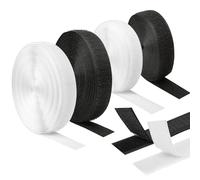 4 Piezas Scratch a Coudre, 20 mm × 5 m Bande de Fixation en Nylon avec Ruban à Crochets et Ruban à Boucles, Rouleau Scratch en Blanco y Negro, 20m Bande Scratches pour Tissu, Textile, Bricolage