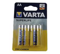 4 Piles AA LR6 R6 VARTA Superlife 1,5V Zinc Carbon Batterie Longue Durée