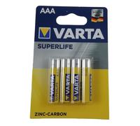 4 Piles AAA LR3 R03 VARTA Superlife 1,5V Zinc Carbon Batterie Longue Durée