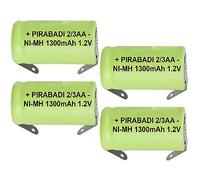 4 Piles ACCUS 2/3AA 1300mAh 1.2V Ni-MH Rechargeable avec PÂTE Languette Broche A SOUDER (1574)