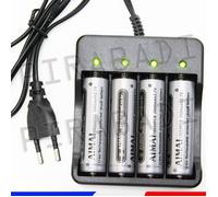 4 PILES ACCUS RECHARGEABLE 18650 3.7V 2600mAh + CHARGEUR QUADRUPLE 4 PILES 18650