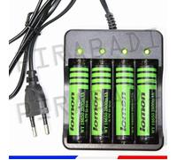 4 PILES ACCUS RECHARGEABLE 18650 3.7V 2800mAh + CHARGEUR QUADRUPLE 4 PILES 18650
