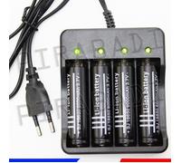 4 PILES ACCUS RECHARGEABLE 18650 3.7V 6000mAh + CHARGEUR QUADRUPLE 4 PILES 18650