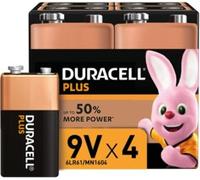 4 piles alcalines 9V type 6LR61 (PP3) Duracell