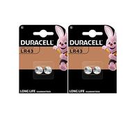 4 piles Duracell LR43 186 V12GA (2 ampoules de 2 batteries)
