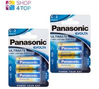 4 PILES PANASONIC EVOLTA C ALCALINES ULTIMES LONGUE DURÉE D'ÉNERGIE 2BL 2030