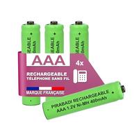 4 Piles Rechargeable 400mAh 1,2V NI-MH | AAA LR03 LR3 R03 R3 H03 H3 | Compatible Remplacement TÉLÉPHONE Fixe sans Fil pour Philips PANASONIC GIGASET ALCATEL Siemens DECT