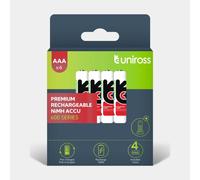 4 Piles Rechargeables AAA / HR03 600mAh Uniross Premium Accu
