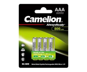 4 Piles Rechargeables AAA / HR03 800mAh Camelion Always Ready