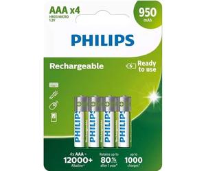4 Piles Rechargeables AAA / HR03 950mAh Philips