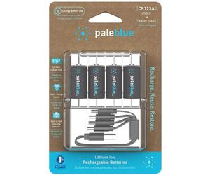 4 Piles Rechargeables USB-C CR123A 860mAh PaleBlue Lithium Ion 3V