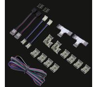 4 Pin 10mm LED Connectors for COB RGB LED Strip Light Included Transparent Gap Free Connectors L T Type Connectors,Double Ended Extension Connectors,Cable