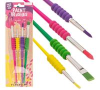 4 Pinceaux Ergonomiques Enfant - Idéal Dyspraxie, Ergothérapie & Motricité Fine - Prise en Main Douce Antidérapante - Matériel Montessori Sensoriel et Créatif pour Activités Manuelles & Peinture