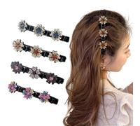 4 Pinces à Cheveux En Cristal Scintillant, Épingle à Cheveux LéGèRe à Double Couche, Fermement FixéE, AdaptéE Aux Coiffures Quotidiennes, Aux Mariages, Aux FêTes Et Aux Danses (C)