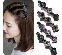 4 Pinces à Cheveux En Cristal Scintillant, Épingle à Cheveux LéGèRe à Double Couche, Fermement FixéE, AdaptéE Aux Coiffures Quotidiennes, Aux Mariages, Aux FêTes Et Aux Danses (D)