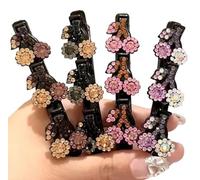 4 Pinces à Cheveux En Cristal Scintillant, Épingle à Cheveux LéGèRe à Double Couche, Fermement FixéE, AdaptéE Aux Coiffures Quotidiennes, Aux Mariages, Aux FêTes Et Aux Danses (A)