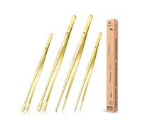 4 Pincettes de cuisine en acier inoxydable, 12 et 10 pouces, longue pincette de cuisine professionnelle dorée pour la cuisine, les réparations, les fruits de mer et le barbecue.